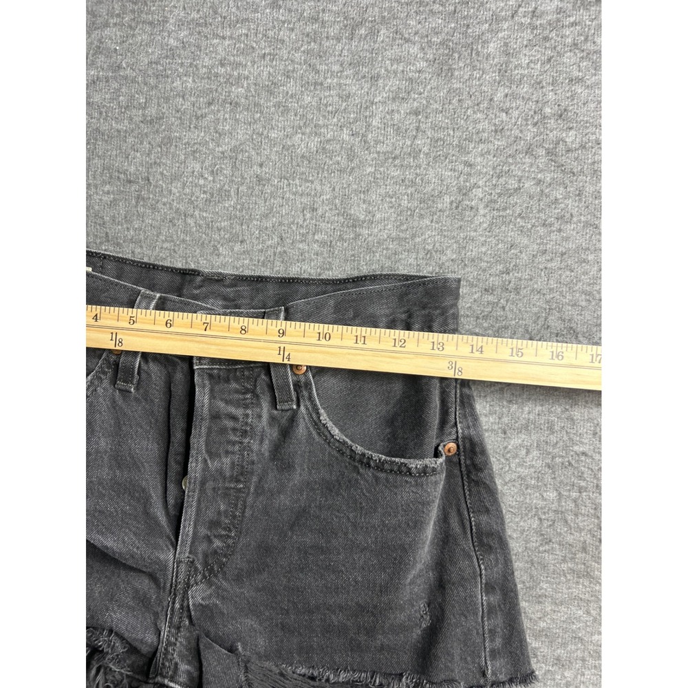 Levis Premium 501 Original Cutoff Shorts Womens 26 Black Distressed High Rise - Picture 11 of 15